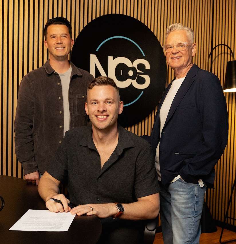 Pictured (l-r): Bryant Urich, vice president, Nashville Christian Songwriters; Clark Beckham;and John Chisum, founder and president, Nashville Christian Songwriters.